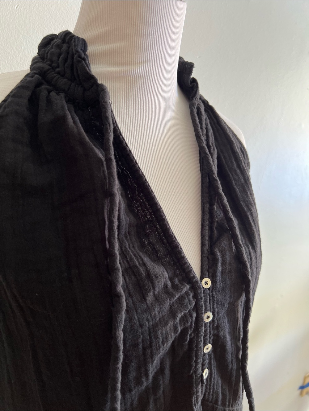 Elan Black Mini Dress with Gathered Hem - Picture 2 of 5